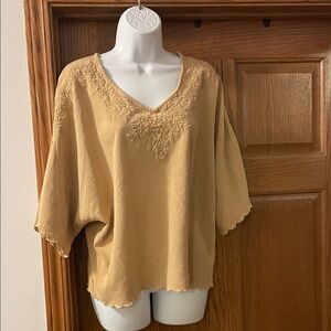Solitaire Tan Embroidered Blouse
